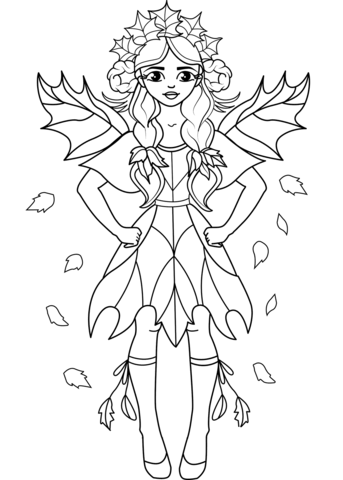 Fall Leaf Fairy Coloring Page